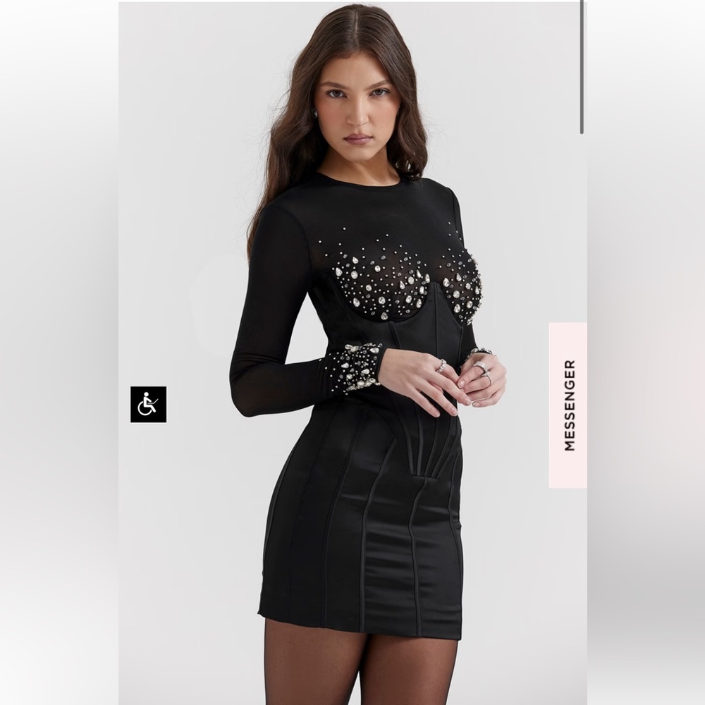 🖤✨ HOUSE OF CB 'Anastasia' Black Crystallised
Corset Dress✨🖤